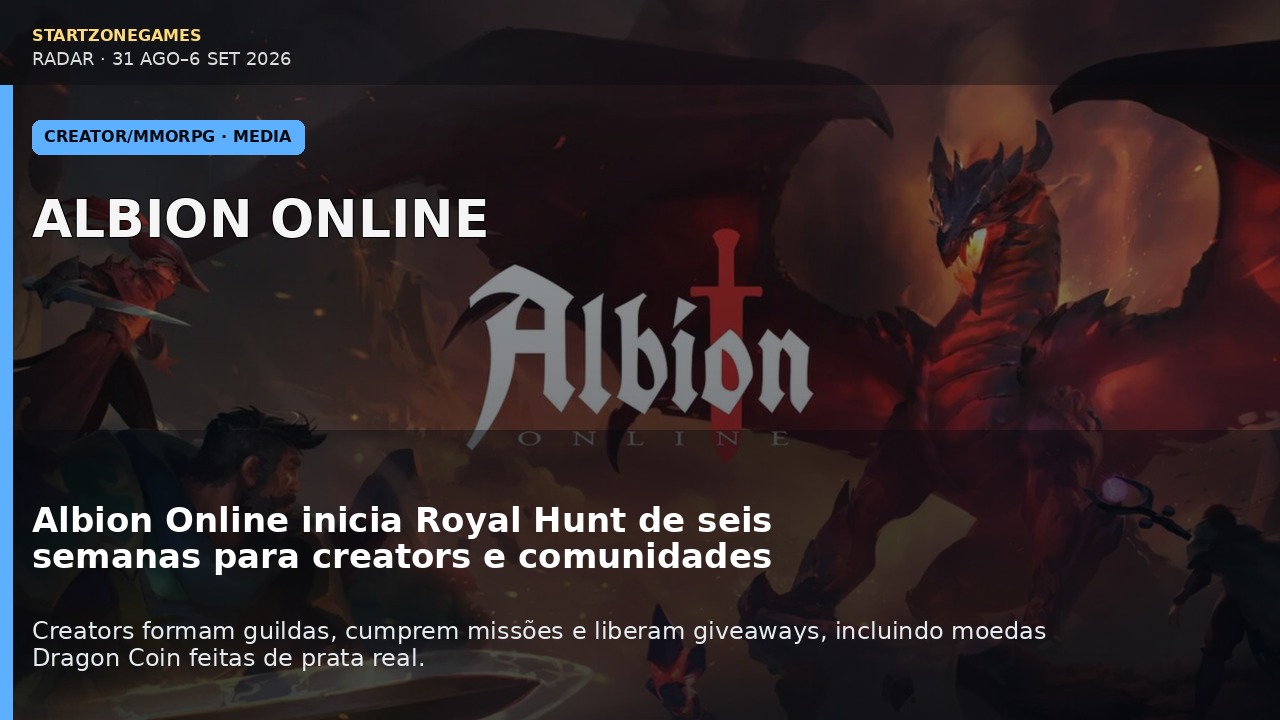 Albion Online inicia Royal Hunt de seis semanas para creators e comunidades