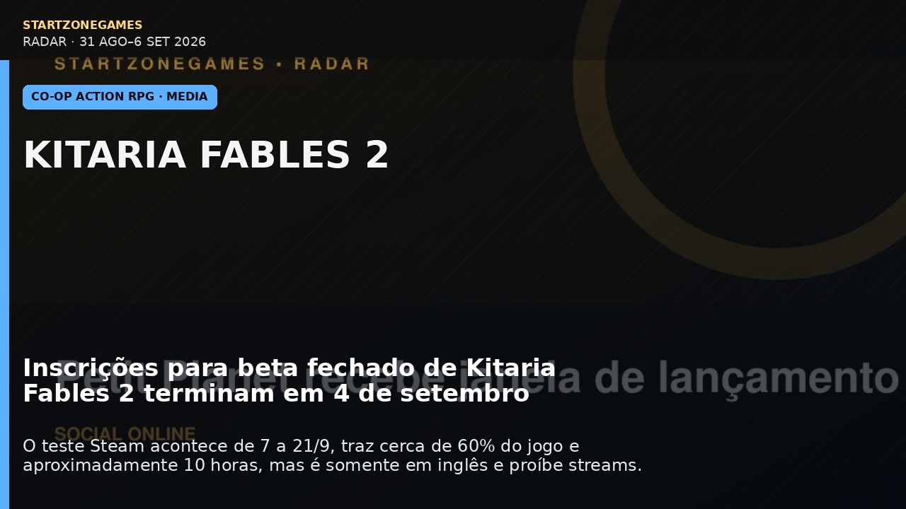Inscrições para beta fechado de Kitaria Fables 2 terminam em 4 de setembro